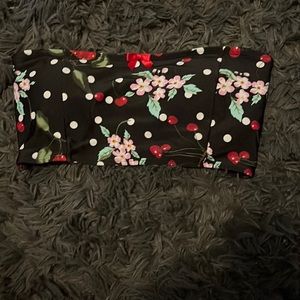 Medium corset zip up bathing suit top strapless